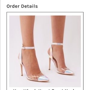 Public desire iridescent pointed toe heels